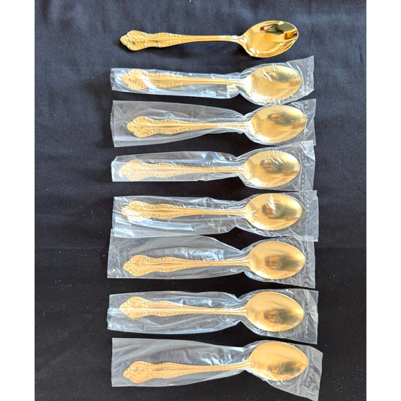 Vtg Stanley Roberts Flatware Golden Dynasty Gold Electroplate 54 PC Svc 8 MINT - Picture 11 of 14
